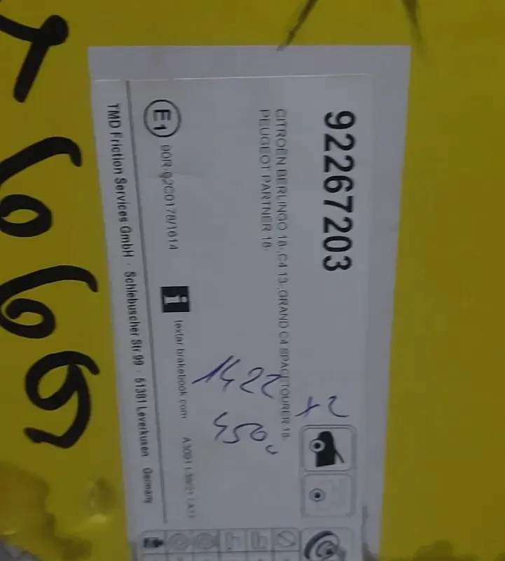 Kočioni disk: Citroen (Berlingo i C4), Fiat Doblo, Opel Combo-e, Peugeot Partner; OE 1647867480